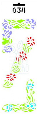 Трафарет декоративний 034 Лінійний і кутовий рослинний орнамент, 10,7х31,1 см, Україна