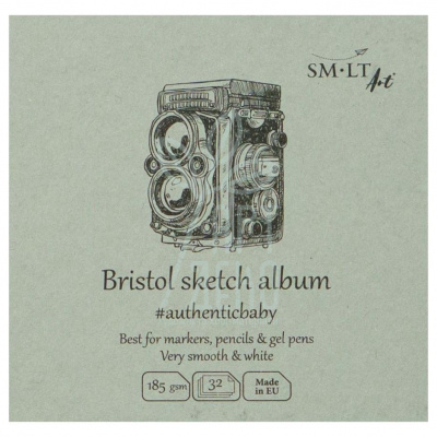 Альбом для ескізів AUTHENTIC Baby Bristol, 9х9 см, 185 г/м2, 32 л., SMILTAINIS
