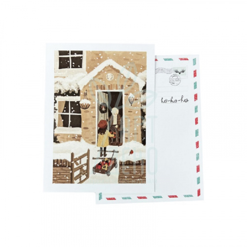 Листівка "Новорічна. Дідусь та дівчинка", 10,5х14,8 см, Україна