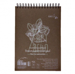 Альбом для акварелі AUTHENTIC, спіраль, коричневий папір, А4, 280 г/м2, 35 л., SMILTAINIS Альбом для акварелі AUTHENTIC, спіраль, коричневий папір, А4, 280 г/м2, 35 л., SMILTAINIS