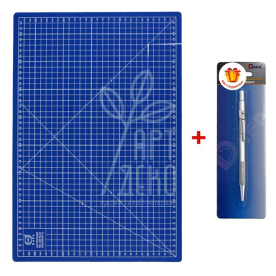 Набір для моделювання: килимок самовідновлювальний А3 + ніж-ручка макетний, сріблястий, DAFA