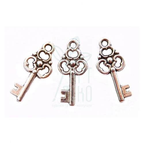 Підвіска металева "Ключ ажурний", античне срібло, 20х10х2 мм, 10 шт., Margo