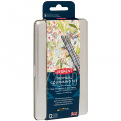 Набір олівців кольорових Tropical Gift Tag, в металевій коробці, 12 шт, DERWENT Набір олівців кольорових Tropical Gift Tag, в металевій коробці, 12 шт, DERWENT