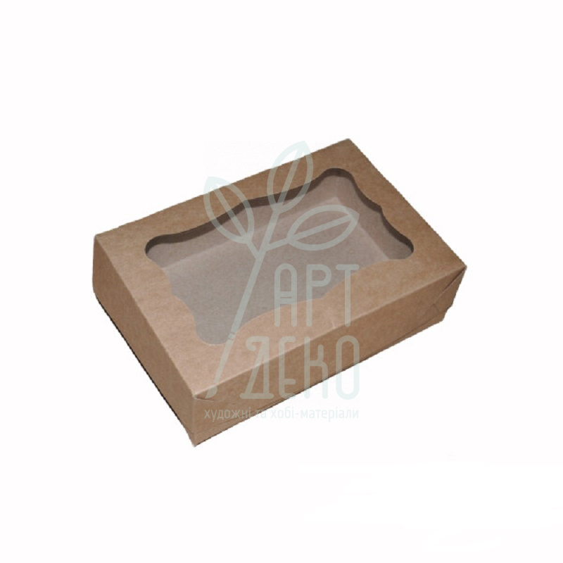 Коробка декоративна з віконцем, крафткартон, 25х17х8 см, Україна
