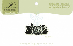 Штамп "Маленька троянда" {FL011}, 2,7х1,3 см, Україна