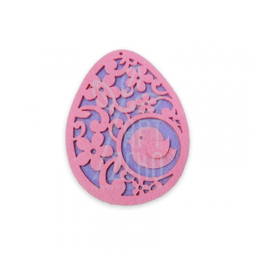 Декор з фетру "Великоднє яйце з пташкою", бузкове, 11 см, Україна