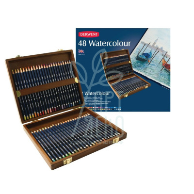 Набір олівців акварельних WaterСolour, в дерев'яному пеналі, 48 шт, DERWENT