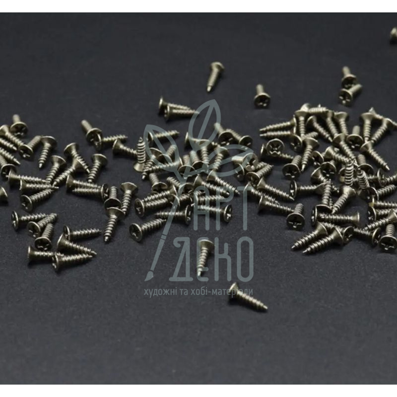 Саморізи для шкатулок, колір стара латунь, товсті, 2х8 мм, 10 г