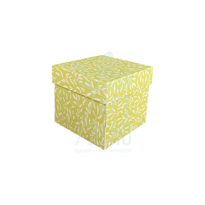 Коробка подарункова, гофрокартон "Гілочки", 14,5х14,5х14,3 см, Україна
