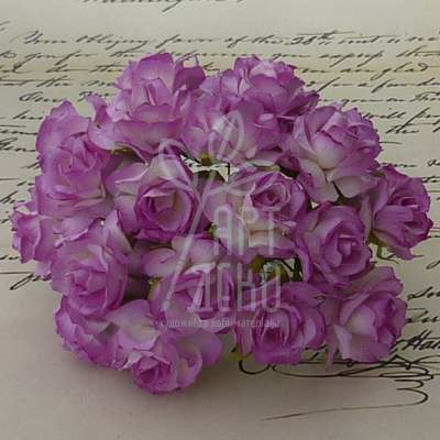 Квіти паперові Троянда Wild Rose, фіолетово-біла, 3 см, 5 шт., Тайланд