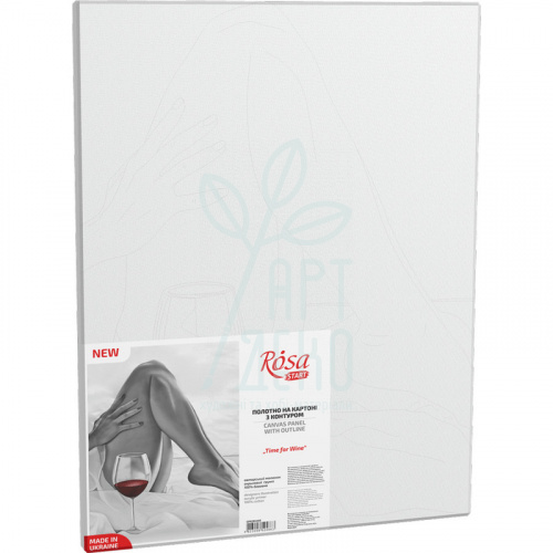 Полотно на картоні з контуром "Time for Wine", бавовна, акрил, 30х40 см, ROSA Start