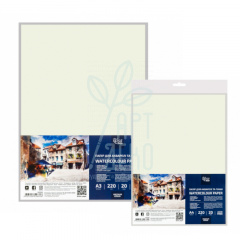 Набір паперу для акварелі Studio, пакет, середнє зерно, 220 г/м2, 20 л., ROSA