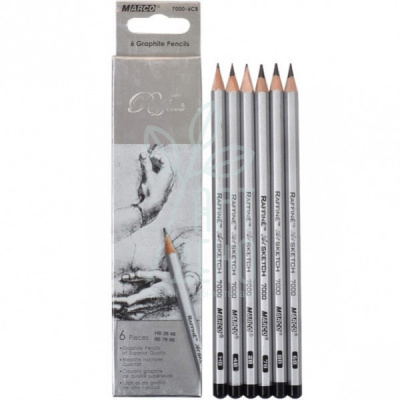 Набір олівців графітних Raffine, НВ-8В, шестигранні, 6 шт, Marco