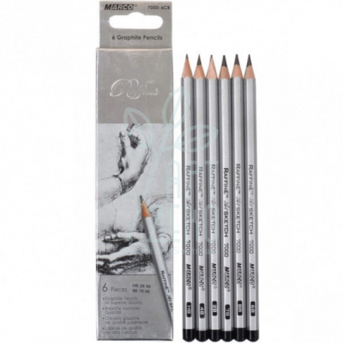 Набір олівців графітних Raffine, НВ-8В, 6 шт, Marco
