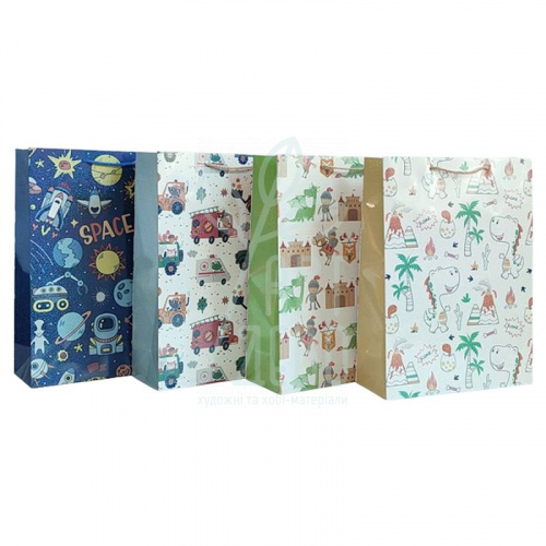 Пакет подарунковий "Веселі малюнки", 26х32х10 см, Україна