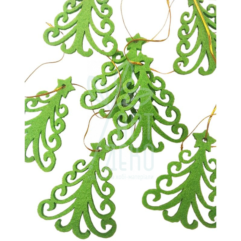 Набір декору з фетру "Ялинка", зелена, 8х7 см, 6 шт, Україна