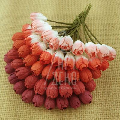 Квіти паперові Тюльпани, червоні тони, 1 см, 10 шт., Тайланд