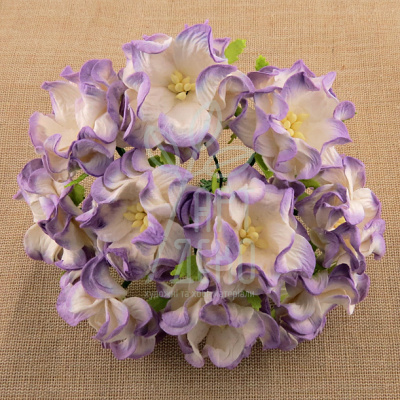 Квіти паперові Гарденія, фіолетово-біла, 5 шт., Тайланд