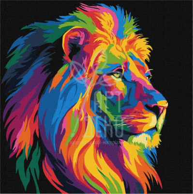 Набір для розпису за номерами "Яскравий лев", 30х30 см, Ідейка