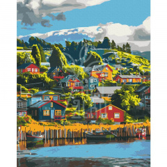 Набір для розпису за номерами "Кольорове село", 40х50 см, Brushme