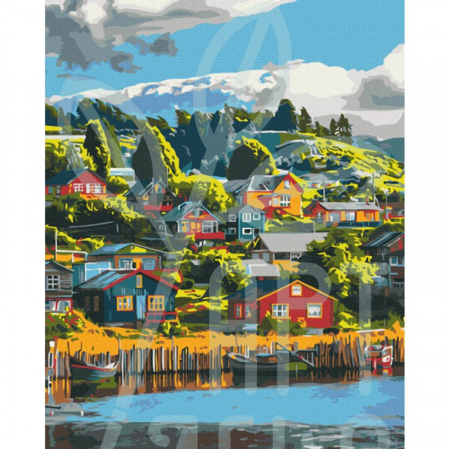 Набір для розпису за номерами "Кольорове село", 40х50 см, Brushme