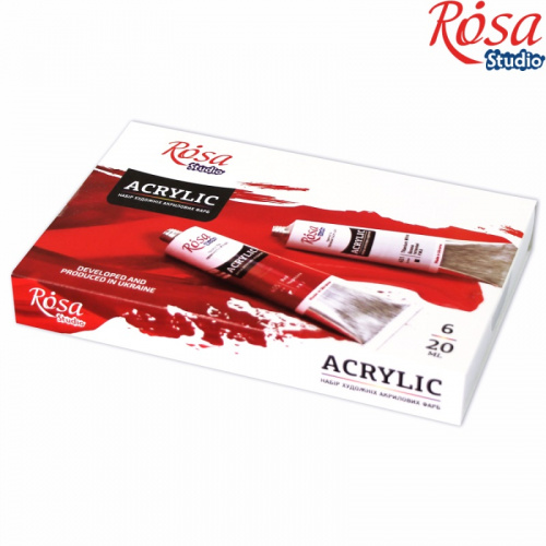 Набір акрилових фарб Studio, 6x20 мл, ROSA