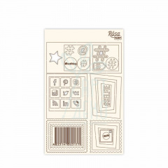 Чипборд для скрапбукінгу класичний "Рамки та піктограми", білий картон, 12,6х20 см, ROSA Talent