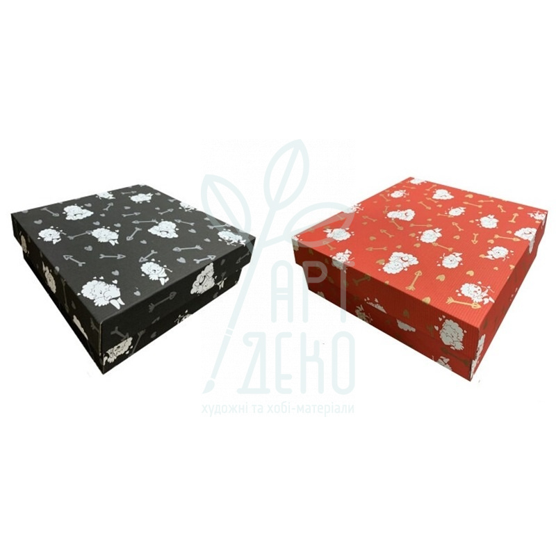 Коробка подарункова, гофрокартон "Купідони", 26х26х8,5 см, Україна
