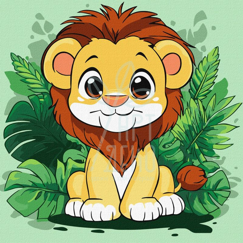 Набір для розпису за номерами "Веселе левеня", 30х30 см, Ідейка