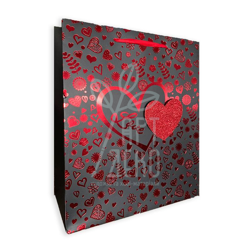 Пакет подарунковий "Люблю тебе!", 18х23х8 см, Україна