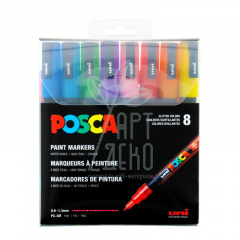 Набір маркерів акрилових Posca Glitter Color, 0,9-1,3 мм, 8 шт, Uni Набір маркерів акрилових Posca Glitter Color, 0,9-1,3 мм, 8 шт, Uni