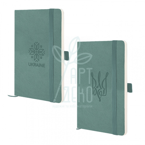 Книга записна Partner Soft Skin, сіро-смарагдова, клітинка, 12,5х19,5 см, 96 л., Axent