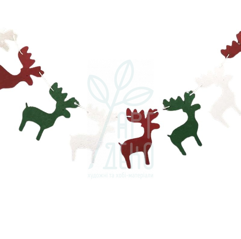 Декор з фетру "Гирлянда Олень", мікс кольорів, 2 м, Україна