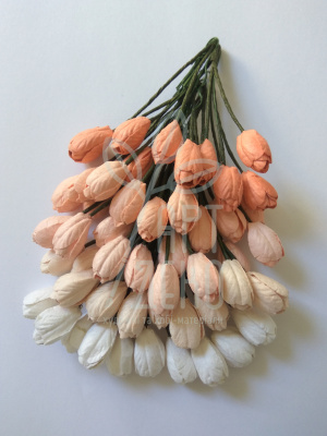 Квіти паперові Тюльпани, персикові тони, 1 см, 10 шт., Тайланд