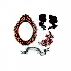 Набір ножів та штампів для скрапбукінгу Die Set 5PK w/Stamps-Framed Silhouettes, Sizzix
