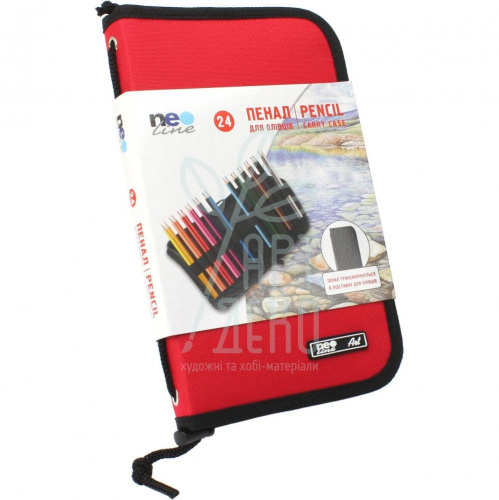 Пенал для олівців тканинний, червоний/чорний, 24 шт, Neo Line