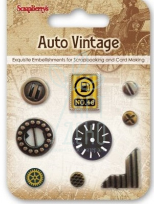 Набір брадсів декоративних "Auto Vintage", 9 шт, Scrapberry's