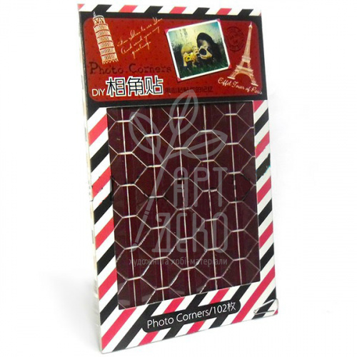 Кутики для альбомів і фотографій, трикутні, бордо, 102 шт, Китай