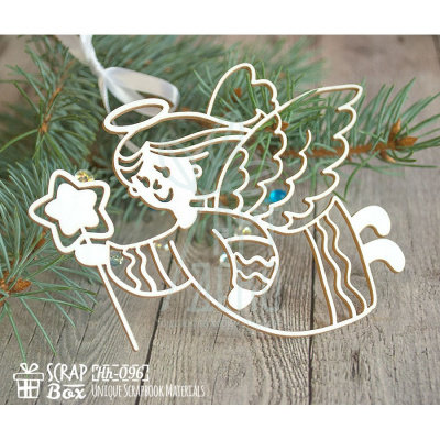 Чипборд "Різдвяний ангел із зірочкою" Hh-096, Скрапбокс