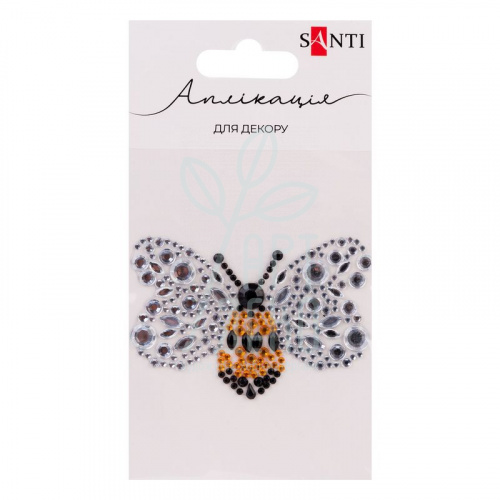 Аплікація зі страз самоклеючих "Бджілка", 7х6 см, Santi