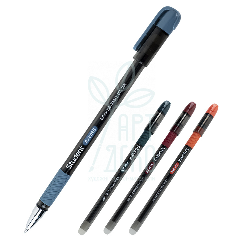 Ручка гелева Student "Пиши-стирай", 0,5 мм, чорна, Axent
