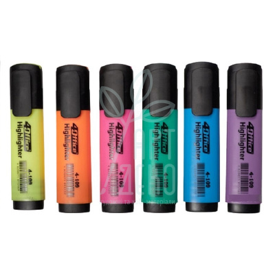Набір маркерів Highlighter, клиноподібні, 6 шт, 4Office