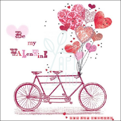 Серветка для декупажу "Велосипед з сердечками", 33х33 см, Нідерланди
