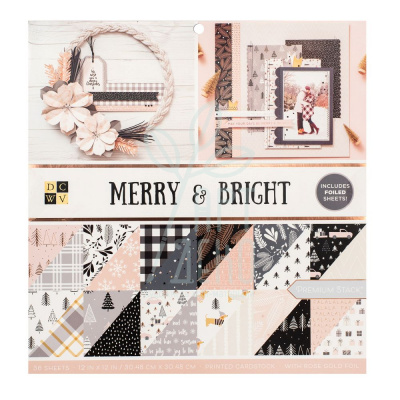 Набір двостороннього паперу 30х30 см Merry & Bright, 36 арк., DCVW