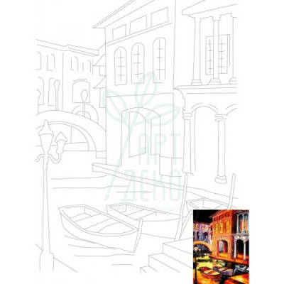 Полотно на картоні з контуром, Міста "Венеція" (Пейзаж №14), 30х40 см, бавовна, акрил, ROSA Start