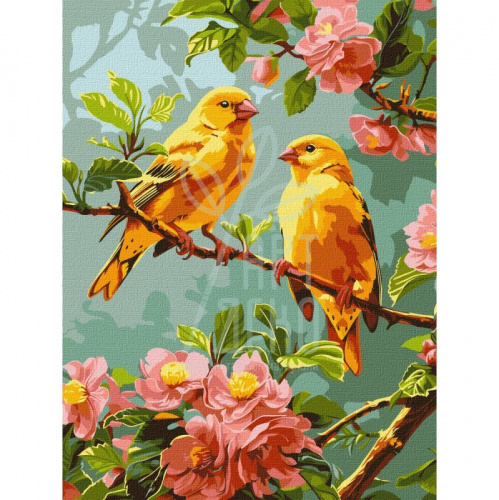 Набір для розпису за номерами "Весняні канарки", 30х40 см, Ідейка