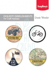 Набір металевих фішок "Men's hobbies 1", 4 шт, Scrapberry's