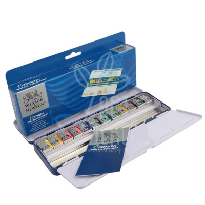 Набір акварельних фарб Cotman Blue Box, 12 шт., + пензлик, Winsor & Newton Набір акварельних фарб Cotman Blue Box, 12 шт., + пензлик, Winsor & Newton