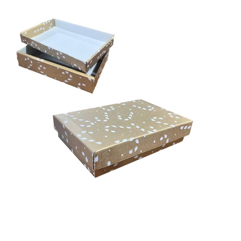 Коробка подарункова, гофрокартон "Льодяники", 11х18х4 см, золото, Україна