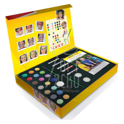Набір фарб для гриму "Gift Box Large", 20 кольорів + 5 олівців + 2 пензлі + 2 спонжі, Snazaroo